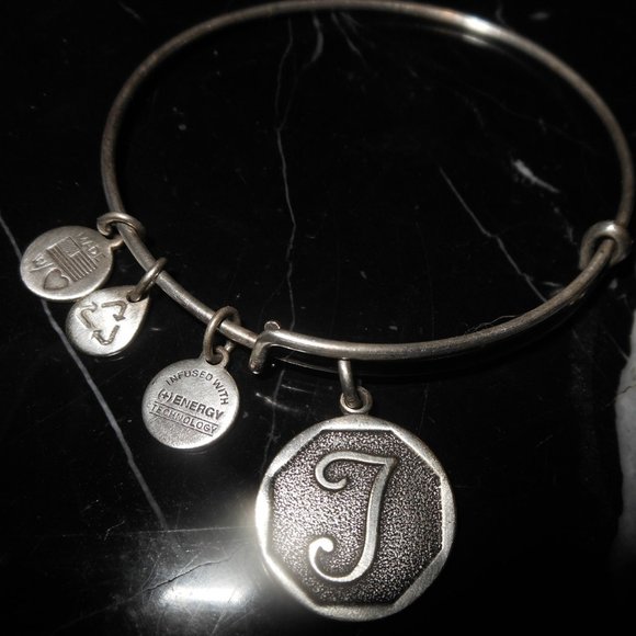 Alex And Ani Letter Initial J Charm Rafaelian Silv - Picture 3 of 7
